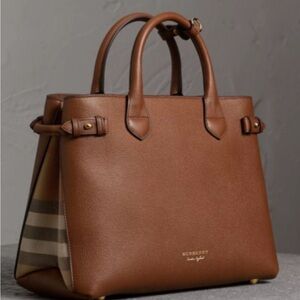 Burberry House check Derby leather Medium banner tote
